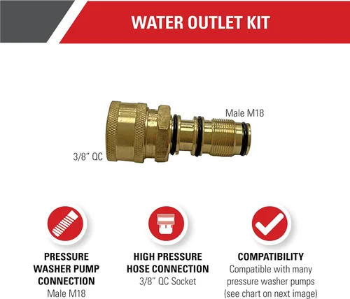 Miniatura 2 de Simpson Cleaning 7110331 - Kit de salida de agua de repuesto para bombas de hidrolavadora AAA, color dorado