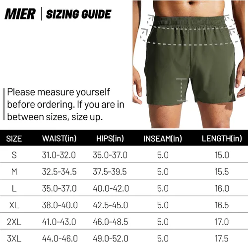 Miniatura 7 de MIER Pantalones cortos deportivos para correr de 5 pulgadas para hombre con bolsillos, de secado rápido, ligeros, pantalones cortos de entrenamiento