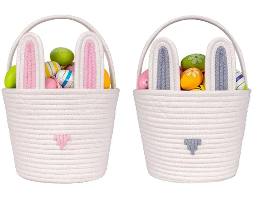 Miniatura 17 de CubesLand Cestas de Pascua para niños, juego de 2 cubos vacíos de conejo con asa, bolsas de cesta de caza de huevos de Pascua suaves y resistentes