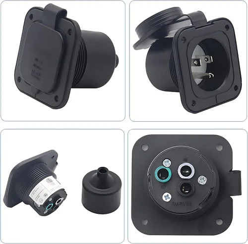 Miniatura 4 de SVNR Entrada con brida de 15 amperios de 125 V, enchufe de entrada macho NEMA 5-15P certificado ETL, 2 polos de 3 cables con cubierta impermeable