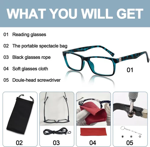 Miniatura 6 de OCCI CHIARI Gafas de lectura bifocales para hombres, lectores de protección ocular cuadrada de transición Azul