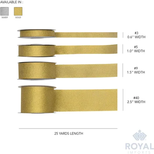 Miniatura 6 de Royal Imports Rollo de cinta de tela metálica brillante con purpurina para Navidad, manualidades, floral, boda, costura, fabricación de lazos