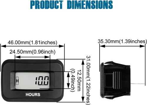 Miniatura 7 de Runleader Medidor digital de horas para cortacésped, generador de motocicleta, tractor agrícola, compresor marino, motosierra y otros dispositivos