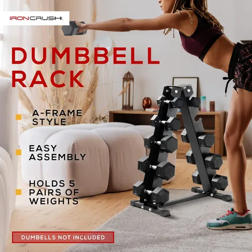 Miniatura 5 de Iron Crush Soporte para mancuernas con marco A, capacidad de peso resistente de 500 libras para el hogar o el gimnasio