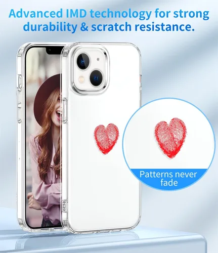 Miniatura 6 de ZQWY Funda compatible con iPhone 14/iPhone 13, estética transparente con diseño con protector de pantalla, protector de lente de cámara, a prueba