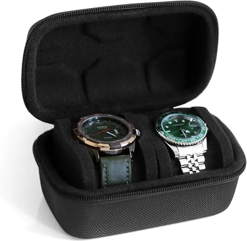 Miniatura 8 de Caja de viaje para relojes Besforu para hombres y mujeres, caja de almacenamiento portátil y organizador para un solo reloj, para relojes de pulsera