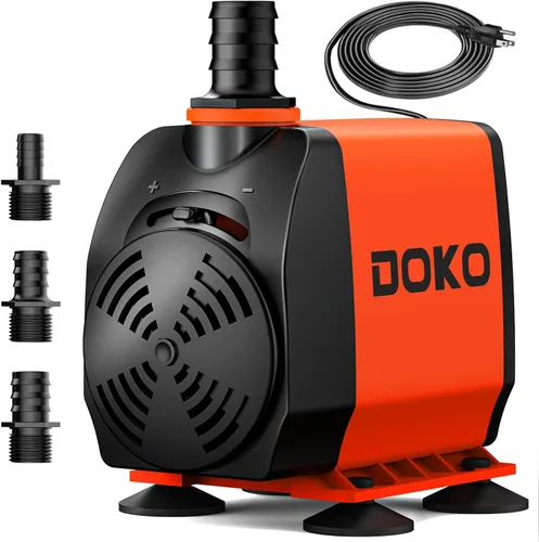 Miniatura 10 de DOKO Bomba de agua sumergible de 480 GPH, bomba de agua de fuente con cable de alimentación de 6 pies y 3 boquillas, 35 W, bombas de estanque ultra