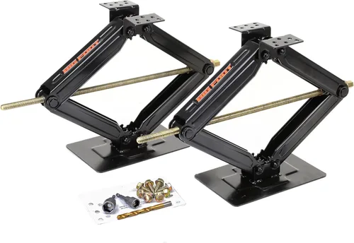 LIBRA Juego de 2 Bigfoot 5000 lb 24" RV Trailer Camper estabilizador nivelador de tijera con doble toma de taladro eléctrico y hardware de montaje
