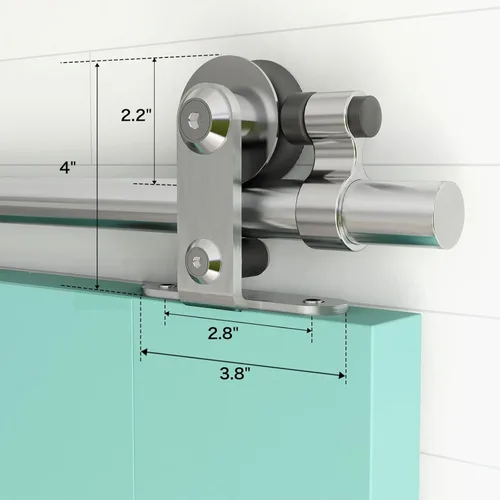 Miniatura 5 de TSMST Kit de herrajes para puerta corrediza de granero de 6 pies, riel de acero inoxidable de servicio pesado resistente con montaje superior