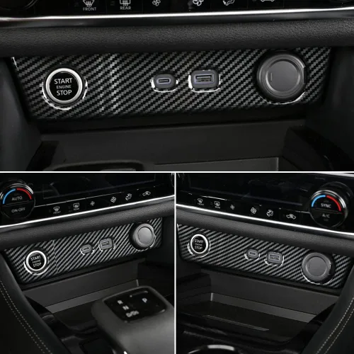 Miniatura 7 de XITER Marco de Panel de Enchufe de Consola Central Estilo Fibra de Carbono ABS Cubierta de Panel de Enchufe de Encendedor de Cigarrillos de Control