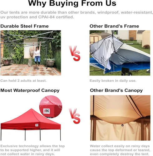 Miniatura 6 de Abccanopy - Carpa de toldo para tienda de campaña comercial instantánea con bolsa de transporte con ruedas, 4 bolsas de arena, Blanco