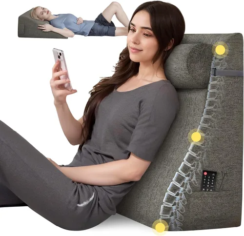 Miniatura 13 de Almohada de lectura de cuña de espuma viscoelástica para cama, almohada ergonómica para adultos con reposacabezas ajustable, almohada de cama