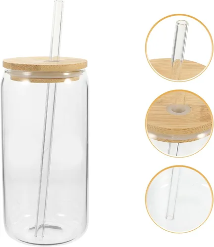Miniatura 6 de Kichvoe Vaso de té para bebidas con tapa y popote para cócteles, jugos y fiestas (Transparent1)