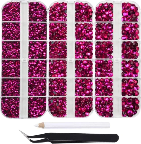 Miniatura 13 de Massive Beads Más de 9500 diamantes de imitación termoadhesivos redondos de vidrio con parte trasera plana para hacer tú mismo con 1 pinza y 1 12