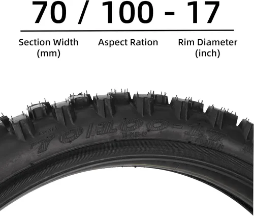 Miniatura 3 de Neumático de motocicleta 70/100-17 2.50/2.75-17 y tubo interior todoterreno apto para Coolster TaoTao 110cc 125cc 140cc QG-214 X-M125 125cc C70 CL70