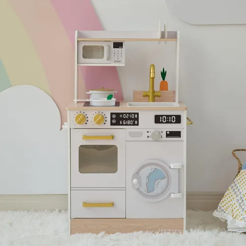 Miniatura 5 de Teamson Kids Little Chef Lake Tahoe - Cocina Inteligente de Juguete con Lavadora, Horno, Microondas y Amplio Almacenamiento, Juego Saludable Limpio