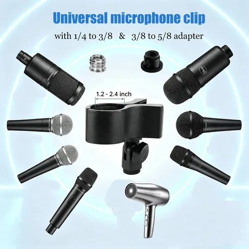 Miniatura 4 de Kereal Microphone Stand Arm Gooseneck 22” Extender Mic Clip With 1/4" to 3/8" Adapter Mount & Metal Crab Clamp,Mic Holder For Podium,Kick