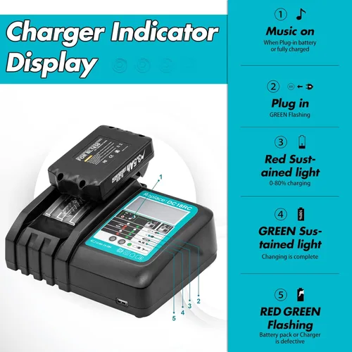 Miniatura 4 de Bonadget Paquete de 1 batería y cargador 4.0Ah BL1815 de 18 V para Makita 18V para cargador de batería de 18 voltios BL1830 BL1850B BL1840B BL1820