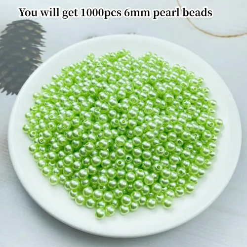 Miniatura 2 de 1000 cuentas de perlas para manualidades, perlas de resina de 0.236 pulgadas para fabricación de joyas, cuentas redondas a granel con agujero