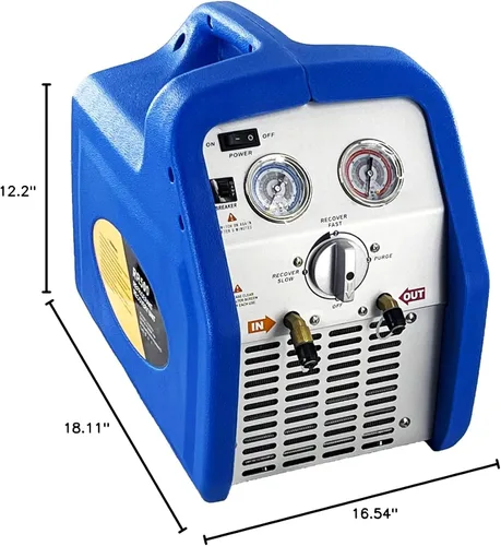 Miniatura 10 de Máquina de recuperación de refrigerante de doble cilindro 1HP, unidad de reciclaje de freón portátil sin aceite de 110V-120V 60Hz para refrigerante