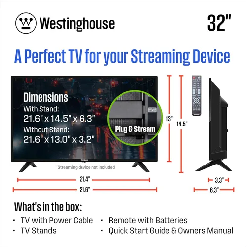 Miniatura 3 de Westinghouse TV de 24 pulgadas, televisor HD LED de pantalla plana no inteligente, funciona con Fire Stick, Roku, Apple TV, TiVo, Xumo