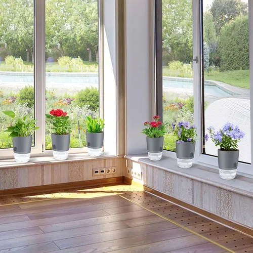 Miniatura 7 de ShineMe Macetas de Riego Automático, Macetas de 4.1 Pulgadas de Riego Automático para Plantas de Interior, Juego de 6 Macetas de Plástico