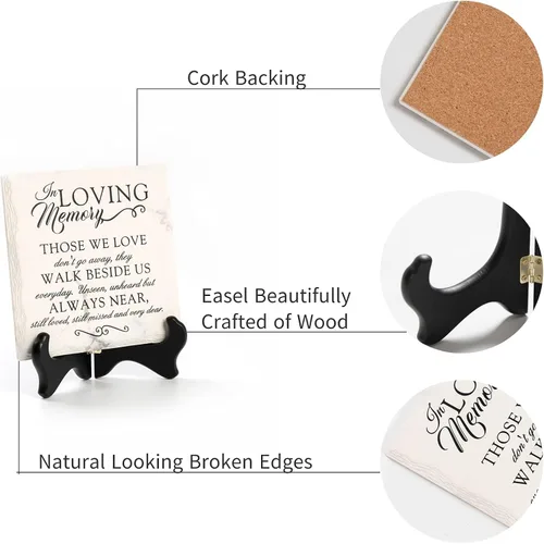 Miniatura 3 de LukieJac - Regalos de condolencia para la pérdida de un ser querido en memoria de madre y padre, placa con soporte de madera, regalos