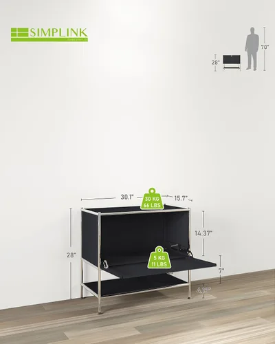 Miniatura 3 de Mesa auxiliar de metal con puerta de solapa, 27.5 pulgadas de altura, muebles modernos de bricolaje para el hogar, oficina, vestíbulo, dormitorio