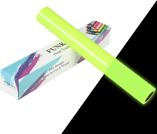 Miniatura 10 de FUNKAKA Rollo de vinilo de transferencia de calor que brilla en la oscuridad, vinilo verde luminoso para planchar de 12" x 10 pies para todas