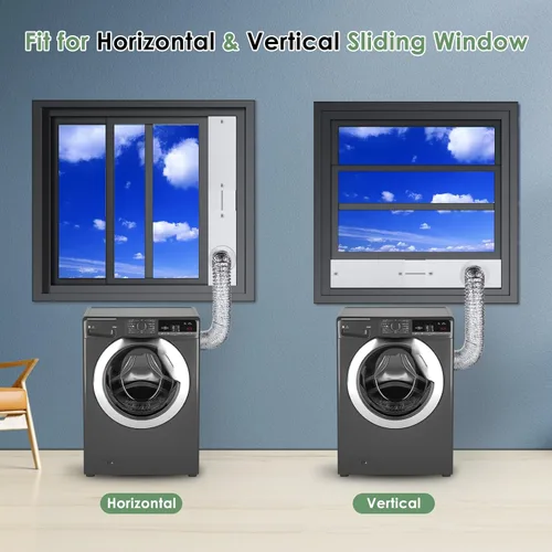 Miniatura 8 de Kit de ventilación para secadora de ventana Estoder con manguera de ventilación de secadora de 4 pulgadas y 10 pies, kit universal de ventilación