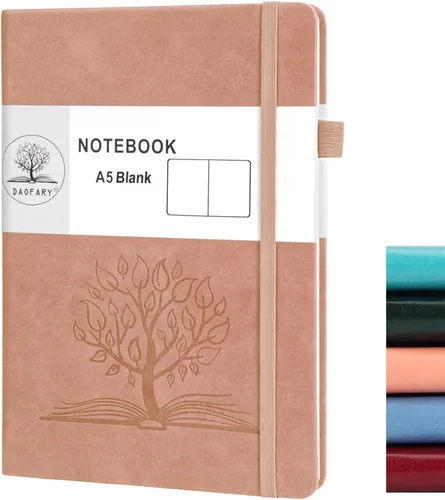 Miniatura 32 de Daofary Cuaderno A5 con rayas de cuero, 160 páginas, diario de 100gsm de papel grueso, tapa dura, con bolsillo, para trabajo, hombres y mujeres, 8.4