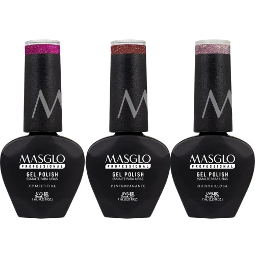 Miniatura 7 de MASGLO Kit de esmalte de gel, encanto auténtico, 3 tonos rebeldes apagados, manicura semipermanente UV/LED vegana, uso de 30 días, acabado de borde