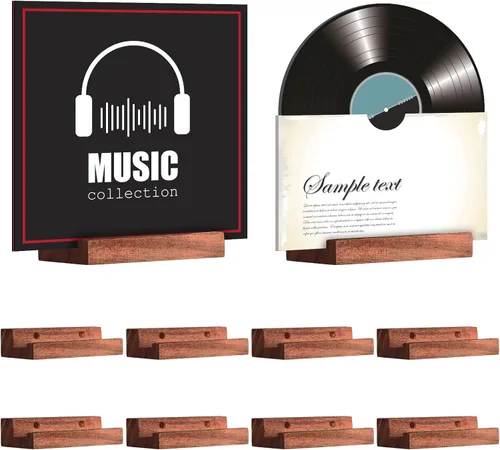 Weysat 10 soportes de vinilo para discos de madera, soporte de pared, estante de exhibición de álbum de 4 pulgadas para libros de CD Lp, decoración