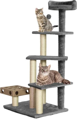 Miniatura 18 de Ascentials - Grand Suite Cat Scratcher Playground - Estructura de juego de torre alta para gatos, áreas de rascado de sisal, fieltro gris, chapa