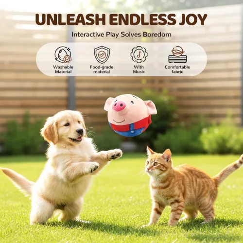 Miniatura 2 de Juguetes interactivos para perros, 2026 Nueva pelota chirriante activa y móvil con sonido parlante, juguete de felpa recargable y lavable (2 piezas)