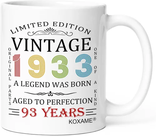 Miniatura 18 de Regalos de cumpleaños número 100 para hombres, taza de café vintage de 1926 de 11 onzas para mujeres, regalo de broma para hombre de 100 años