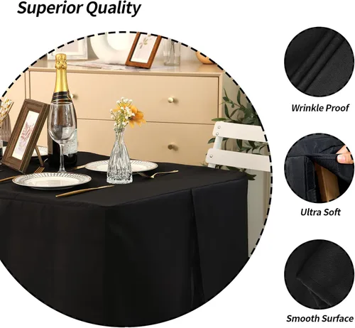 Miniatura 2 de Fixwal Fundas de mesa, paquete de 2 fundas ajustadas de 4 pies, protector de mesa negro para mesa plegable, mantel ajustado de 48 x 24 pulgadas