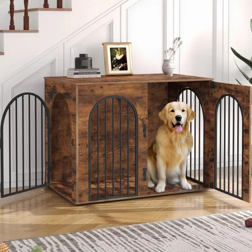 Miniatura 19 de Hzuaneri - Muebles de madera para perros de 26.8 pulgadas, jaula de interior para perros pequeños, jaulas resistentes decorativas para mascotas
