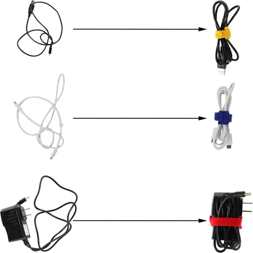 Miniatura 4 de Lazos de organización de cables – (30) correas de cable reutilizables de 8 pulgadas – Organizador de alambre para escritorios y oficinas – Cable