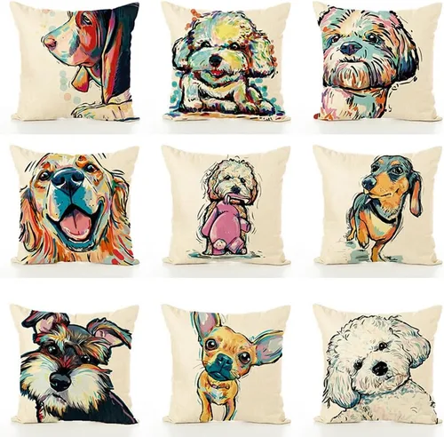 Miniatura 4 de Fundas de almohada con diseño de perro. fundas de cojín de algodón y lino para decorar hogares sofá de 18 x 18 pulgadas Pit Bull-m