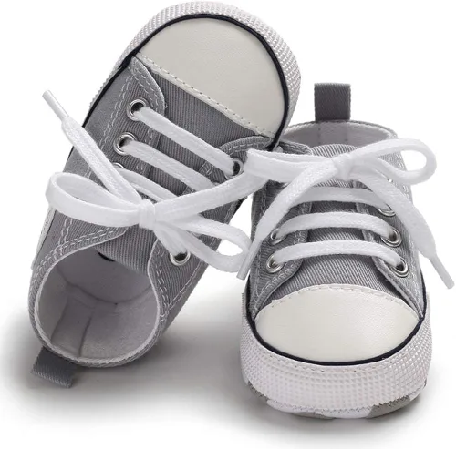 Miniatura 5 de KIDSUN - Zapatos deportivos unisex de caña alta para bebés, mezclilla de lona, suela antideslizante, suaves, para los primeros pasos