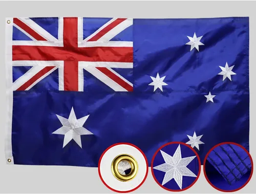 Bandera de Australia de doble cara de 3 x 5 para exteriores, banderas australianas, nailon 210D resistente, estrellas bordadas, rayas cosidas,