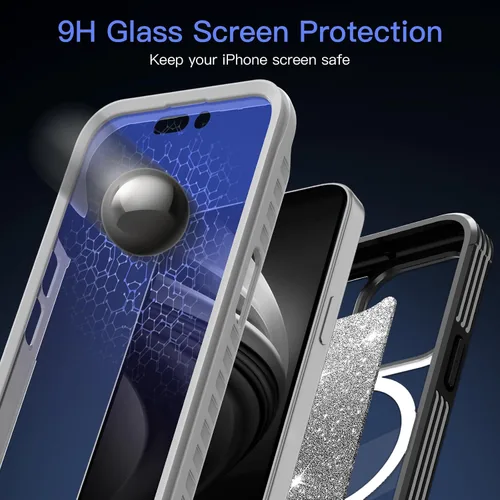 Miniatura 6 de Hekodonk Funda para iPhone 15 Pro Max, compatible con Magsafe [protector de pantalla de vidrio templado integrado y protección de lente de cámara]