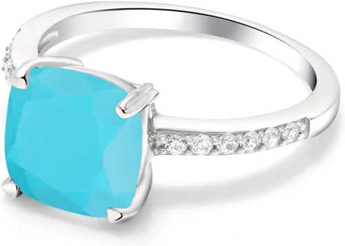 Miniatura 38 de Gem Stone King Anillo de compromiso de plata de ley 925 con piedra preciosa de corte cojín de 0.315 in Anillo de compromiso de aniversario de boda