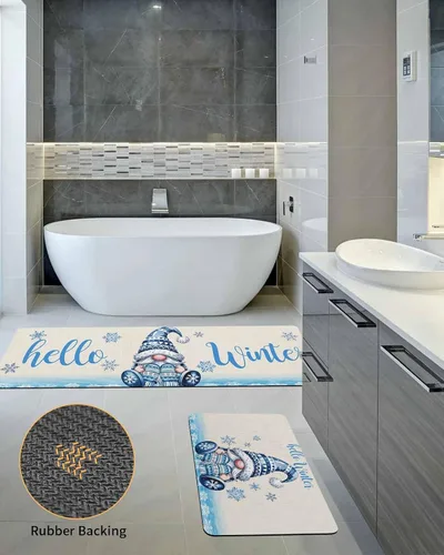 Miniatura 5 de Tapete de baño de gnomos de Navidad para bañera, antideslizante, de secado rápido y absorbente, tierra de diatomeas, fregadero, dormitorio, cocina