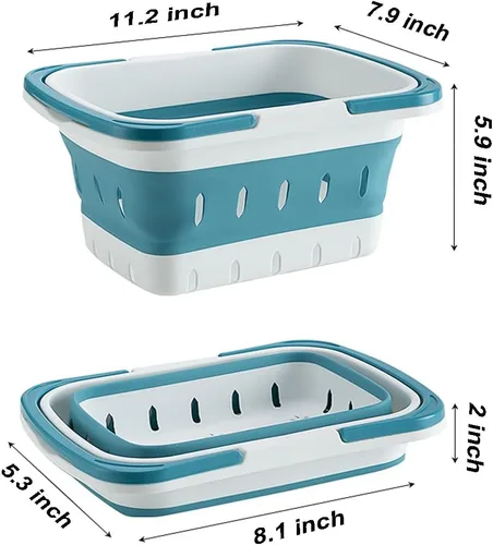 Miniatura 2 de Organizador de plástico para productos de suministros de limpieza, cesta plegable de almacenamiento con asas, organizador de caja para baño, cocina