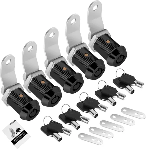 Miniatura 18 de Paquete de 2 cerraduras de caja de herramientas con llaves, cerradura de leva para gabinete de 5/8 pulgadas con llave maestra, cerradura de repuesto