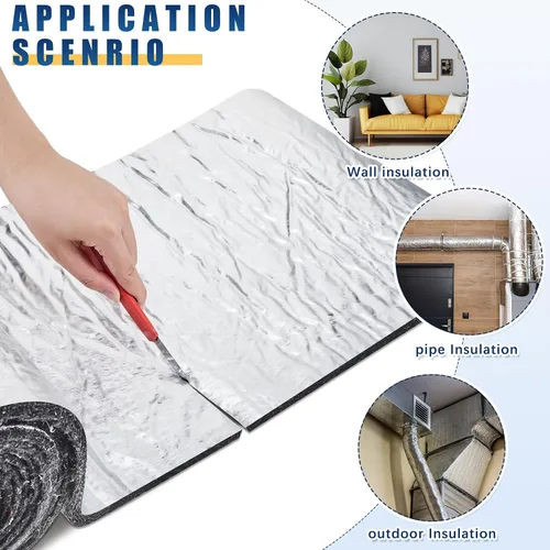 Miniatura 7 de Preboun 2 rollos de aislamiento de conducto con papel de aluminio, envoltura de conducto de algodón natural, manta de aislamiento de algodón
