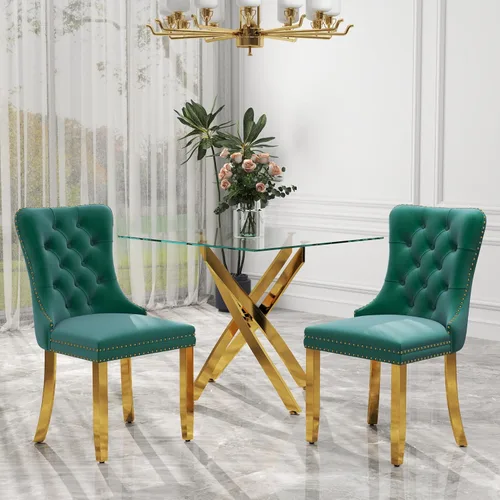 Miniatura 38 de Juego de comedor de 3 piezas con superficie de vidrio transparente, juego de comedor cuadrado minimalista moderno de 36'', juego de mesa de cocina