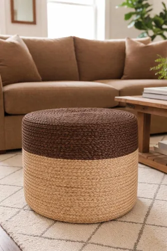 Miniatura 16 de S & L Homes Puf otomano – 100% yute trenzado a mano, tejido a mano, tradicional puf bohemio para sala de estar, dormitorio, guardería, patio, sala